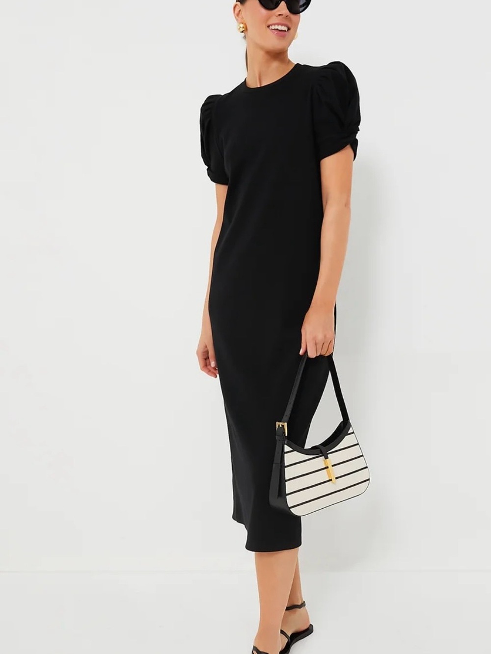 Pomander Place Vesty Tuckernuck Black Puff-Sleeve Midi Dress